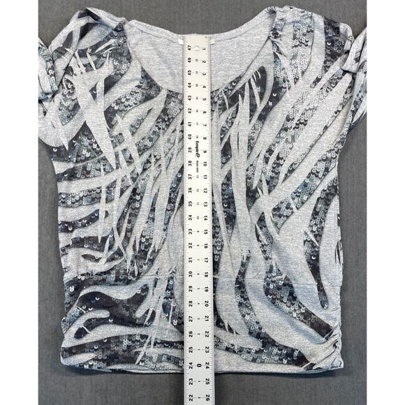 Y2K Sequin Print Ruched Top American Rag Women 1X Gray Glam Club Streetwear - Picture 6 of 9